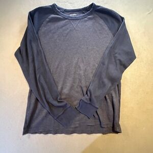Old Navy Mens Built-In Flex Waffle Knit Thermal Long Sleeve Shirt Size L Navy